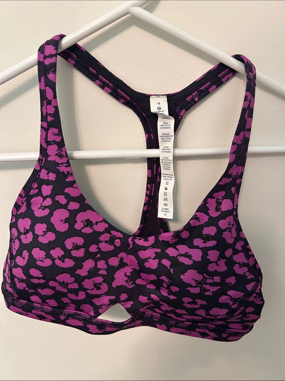 lululemon athletica Black and Purple Leopard-Print Racerback Sports Bra